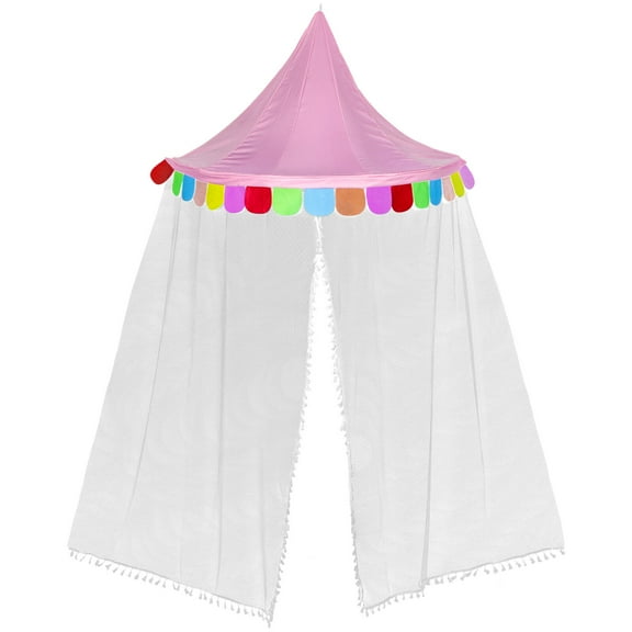 LEORX toddler tents indoor Half-moon Dome Shape Pink Cloth Bedroom Decor 1 Set