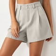 thumbnail image 4 of Sheghy Cotton Shorts for Women Casual Women High Waist Solid Blazer Suit Shorts with Functional Pockets Beige S, 4 of 5