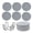 Grey White Herringbone, variant on Round Woven Coasters, 4.61in Black White Herringbone Heat Resistant Table Mats, Non-Slip Polyester Drink Pads with Holder Set of 6