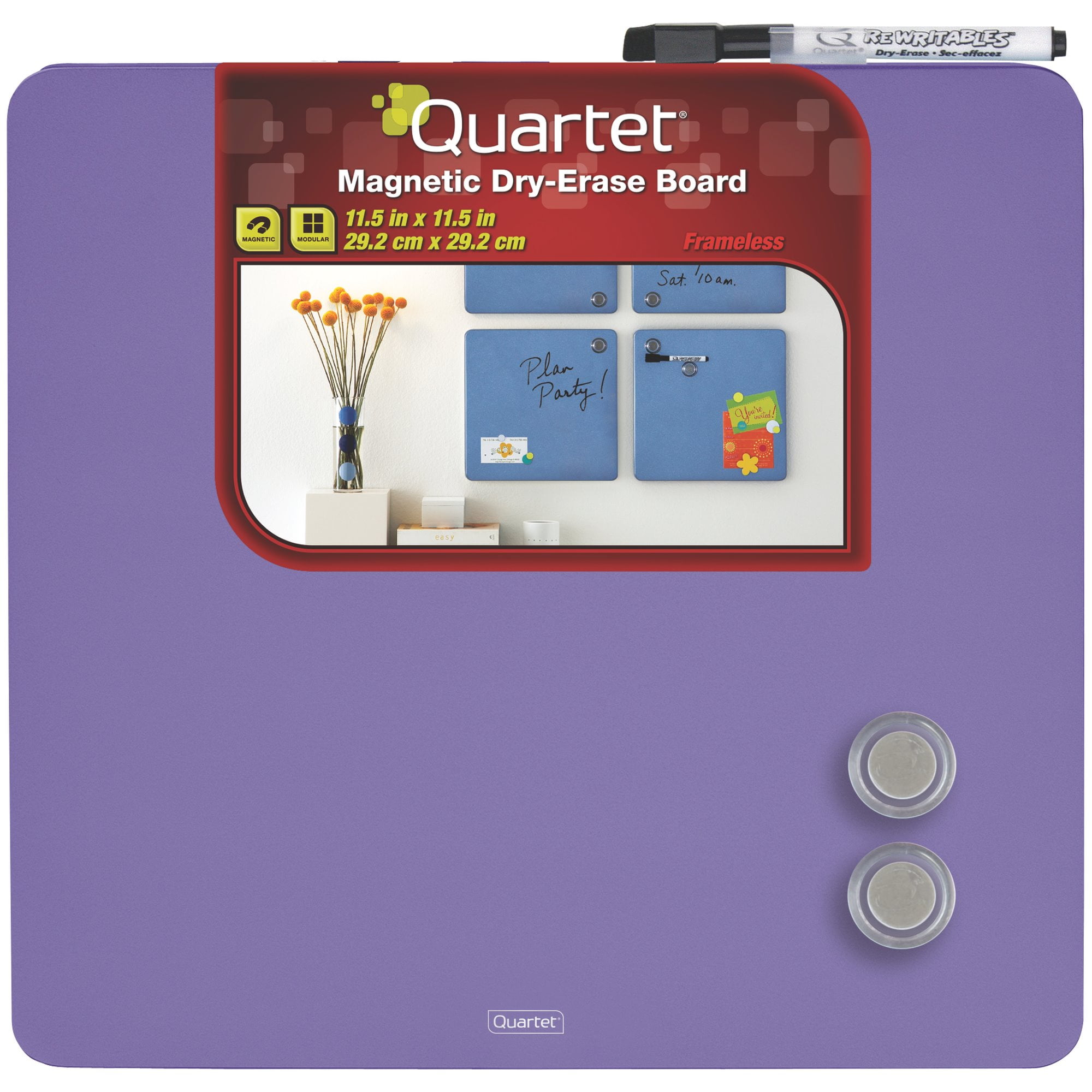 Quartet Tin Square Dry Erase Board 11.5x11.5 DryErase