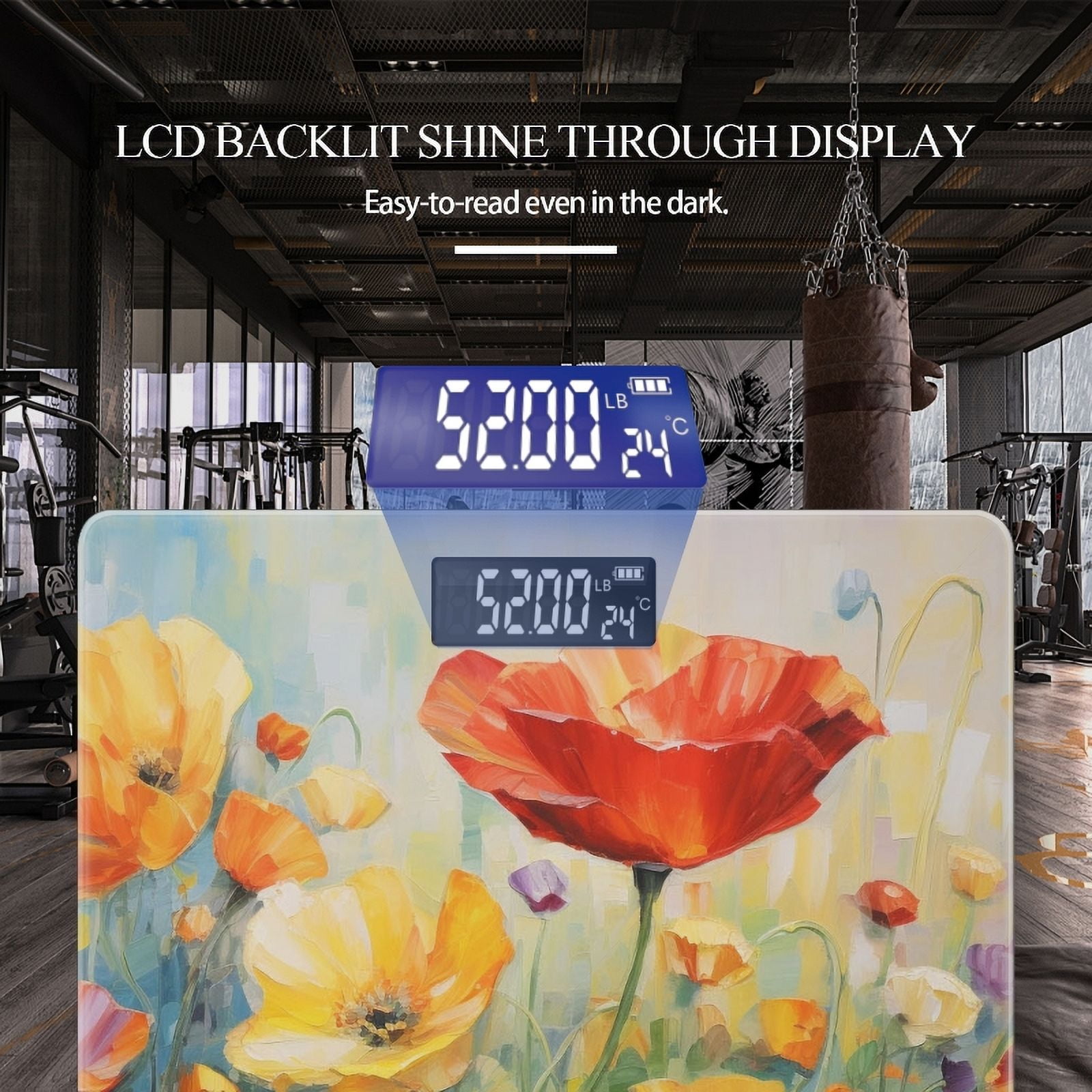 Bathroom Scale, Highly Accurate Digital Body Scale,Precisely Measures Weight up to 400 lbs-Painting Of Colorful Poppies In The Sunlight
