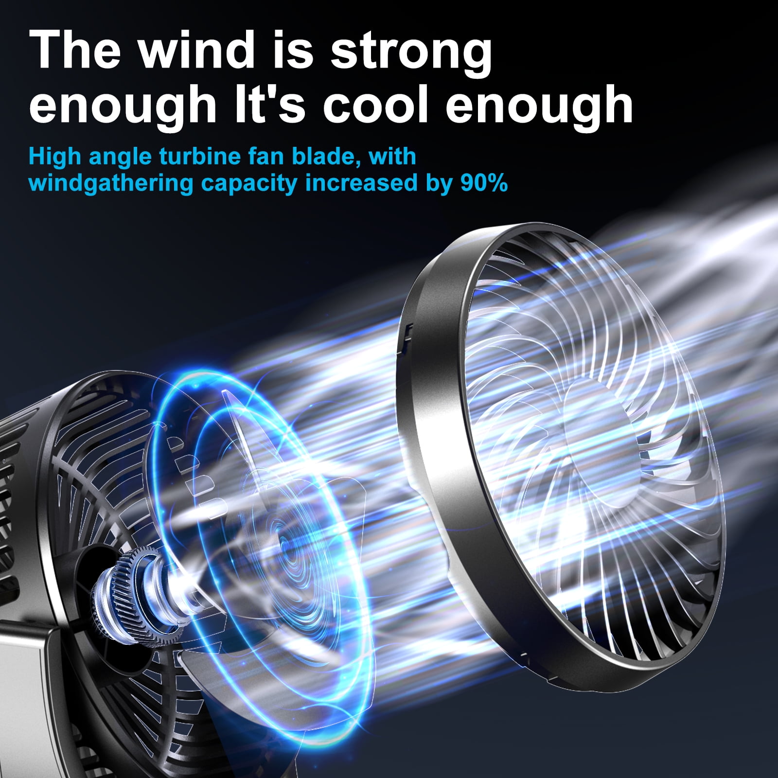 JOLTIX 7" Table Fan,3100mAh,Silent, Super Wind Power and Battery Life, Desktop Mini Fan,Black