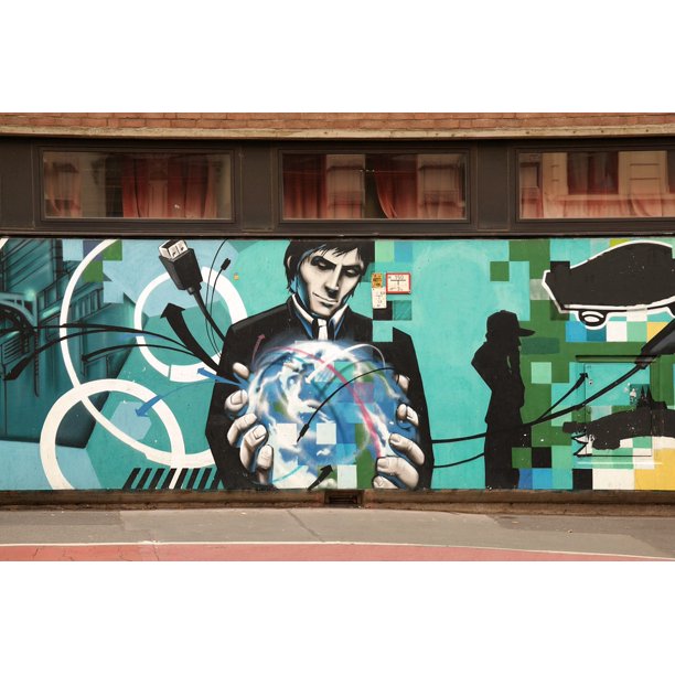 Canvas Print Art Graffiti Street Art Mural Blue Painting Stretched