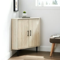 Walker Edison Contemporary Corner Accent Cabinet with 2 Doors, Birch
