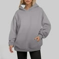 thumbnail image 2 of FYEGRE Outdoor Yoga Ladies' Hooded Sweatshirt Women's Lightweight Fall Winter Hooded Pullover with Front Pocket Comfortable Casual Long Sleeve Sweatshirt for Everyday Grey XXL, 2 of 9