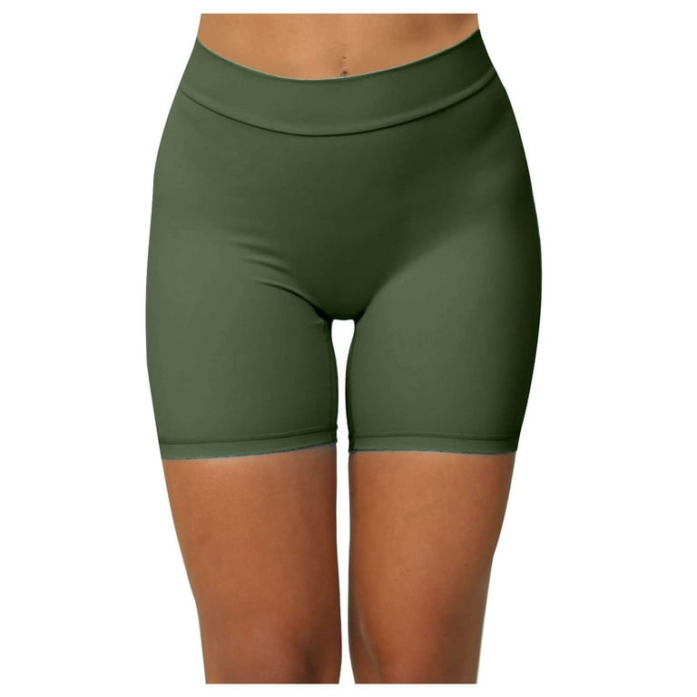 Brglopf Biker Shorts for Women High Waist V-Back Butt Lifting Stretch  Workout Shorts for Yoga Running Athletic Gym(Army Green,S)