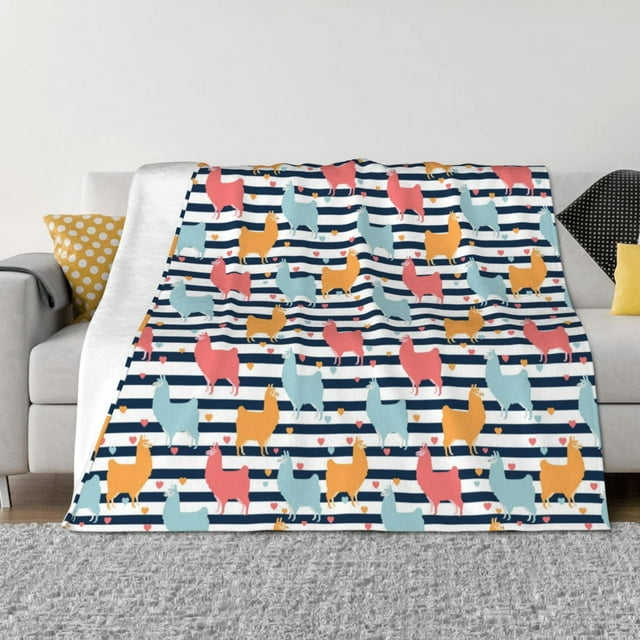 Fotbe Colorful Llama Manta de Franela con Estampado, Manta Ultrasuave para Cama, Sofá, Auto, Hipoalergénica y Antibolitas-50"x40"