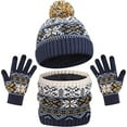 thumbnail image 3 of Wehilion European And American Winter Knitted Warm Gloves Hats Scarves Three Piece Set With Thick Velvet And Hat, 3 of 7