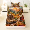 thumbnail image 3 of Catabedysis Autumn Camping Twin Sheets,Fall Tent Print Bedding For Boys,Multicolor,3 Pieces,1 Fitted Sheet and 1 Pillowcase, 3 of 6