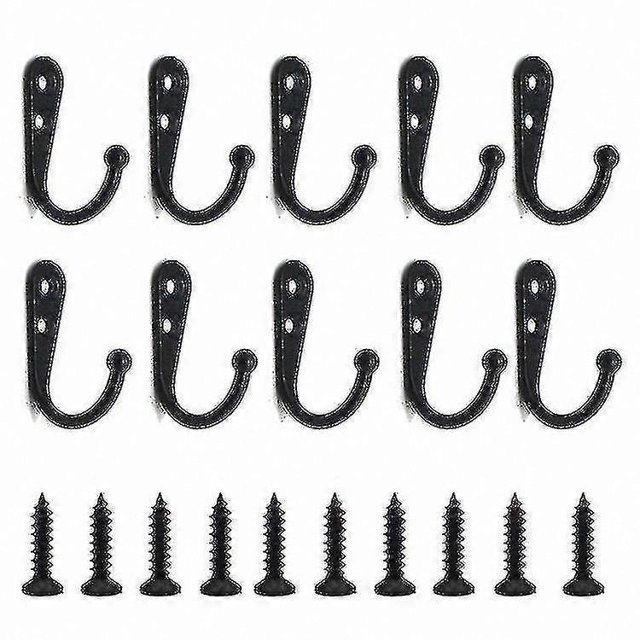 Black Zinc Alloy Single Hooks Wall Mounted Coat Rack for Kitchen Bathroom Storage with Screws 25 Pack