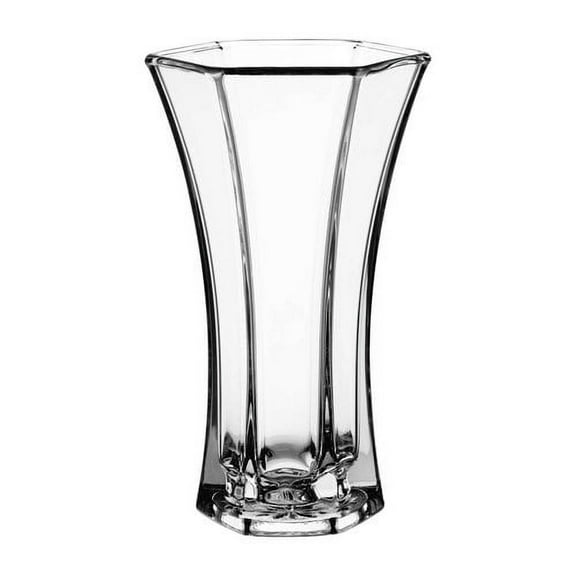 Libbey Clear Glass 9" Paneled Rose Floral Vase