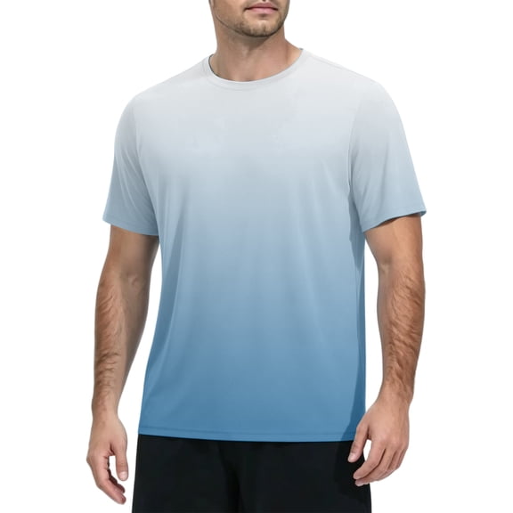Fabrcox Sun Shirt for Men UPF 50 Ice Silk Gradient Short Sleeve Fishing Shirt Men Sun Protection Lightweight Cooling Summer Outdoor Beach Rash Guard for Men