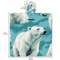 thumbnail image 2 of Polar Bear Canvas Picnic Mat Waterproof Outdoor Blanket Portable Beach Mat Extra Large Foldable with Handles Blue Stripe Pattern 72x80 inches, 2 of 6