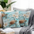 thumbnail image 2 of Coastal Sea Turtle Outdoor Pillow Covers Pack of 2 Beach Ocean White Floral Starfish Waterproof Throw Pillow Covers Decorative Cushion Cases for Patio Garden Tent Balcony Couch 26x26 inch, 2 of 8