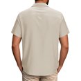 thumbnail image 3 of Inglocry Men's Linen Short Sleeve Shirts Cotton Casual Lightweight Button Down Shirt Beach Vacation Summer Tops with Pocket Khaki L, 3 of 3
