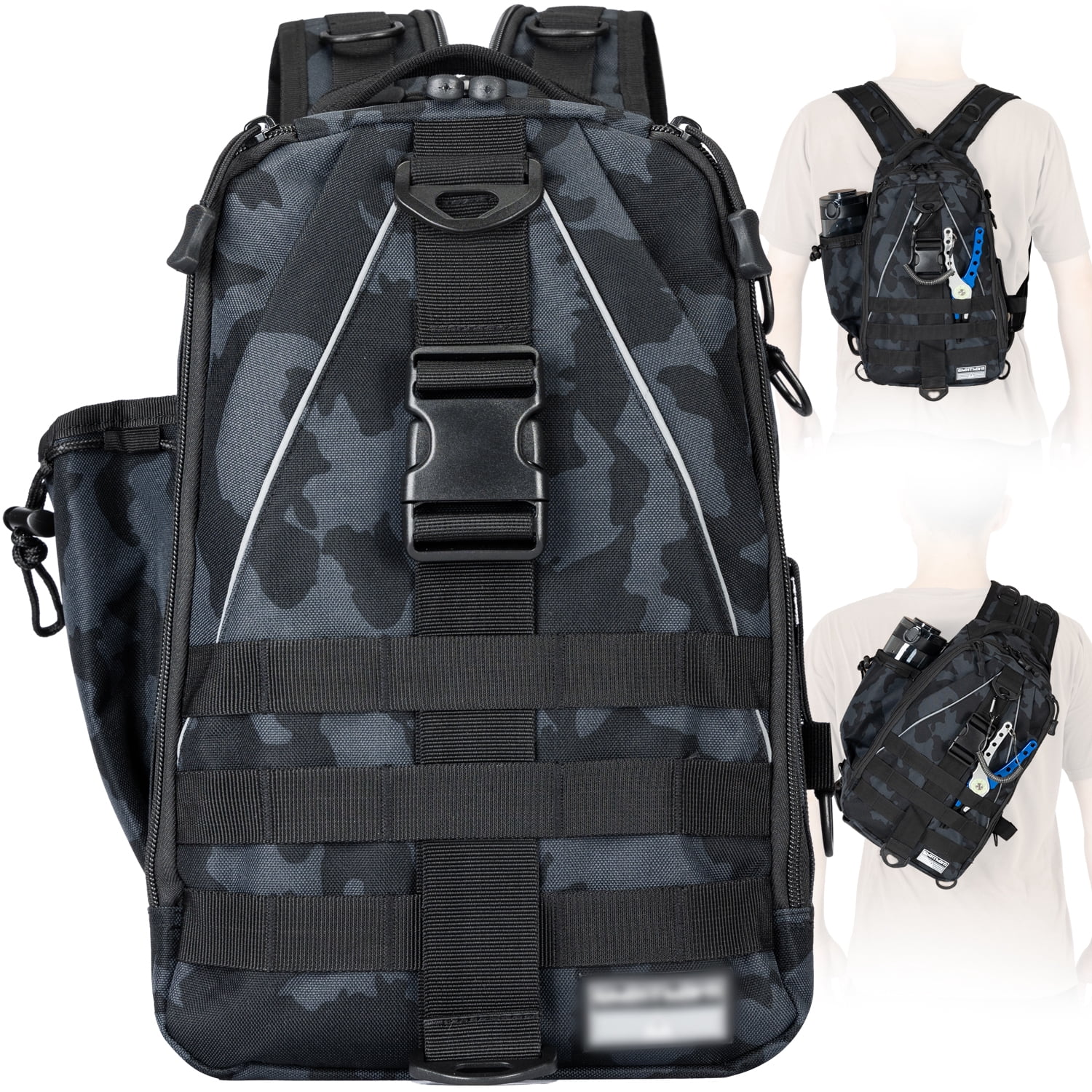 Ghosthorn Fishing Tackle Backpack with Trays 3600 Tackle Boxes & Rod Holders, Large Outdoor Storage Tackle Bag for Fishing