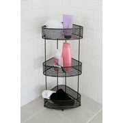 Splash Home Hexads Corner Shower Caddy For Bathroom 3-Shelf Tower - BLACK