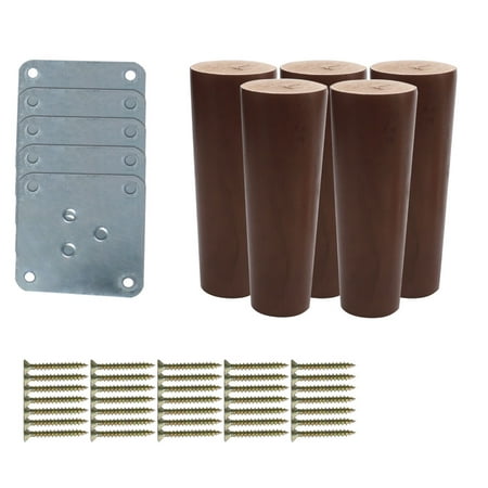 6 Wood Furniture Leg Chair Table Sofa Feet Round Replacement Set Of 5