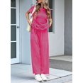 thumbnail image 4 of Womens Striped 2 Piece Set Short Sleeve T Shirts Wide Leg Pants Matching Lounge Sets with Pockets Glitter M, 4 of 8