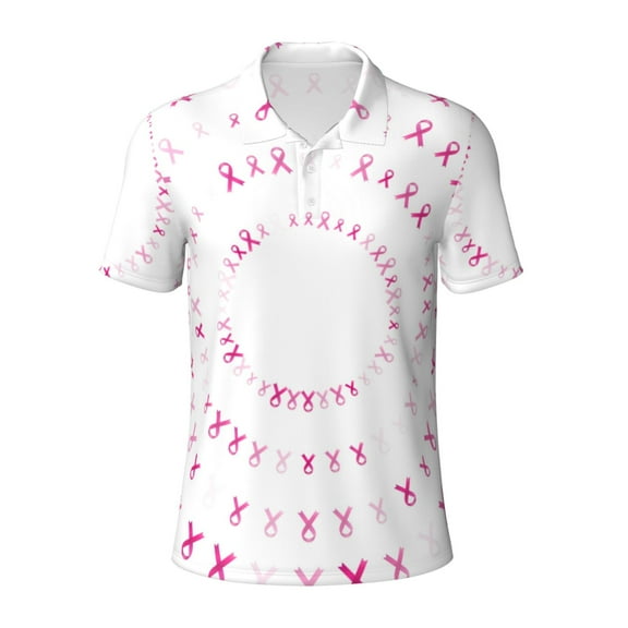 Kuqiui Mens Golf Polo Shirt Dry Fit Performance Sport Short Sleeve Golf Polo Shirts for Men-Breast Cancer Awareness (4)