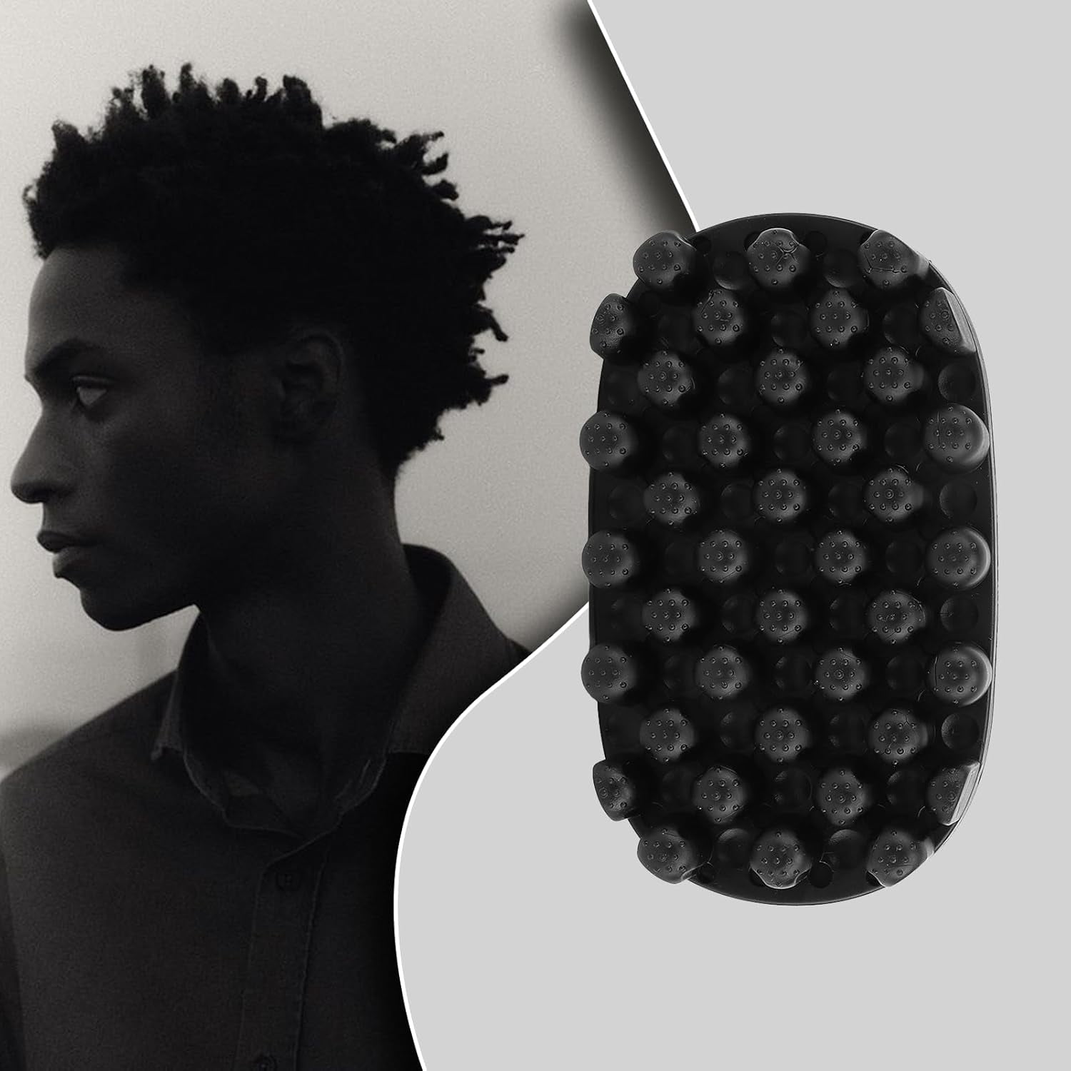 Rubber Curling Hair Brush: Twist King Sponge for Afro Hair, Washable Curl Sponge Styling Tool Durable Curling Comb For Men Women Boy Girl Long Short Hair Black (Small Tooth)
