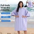 thumbnail image 4 of Women's Cotton Robe Lightweight Sleeve Zip Front Robes Soft Knee Length Bathrobe Housecoat Surfing Speed Drying Bathrobe Cloak, 4 of 5