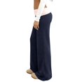 thumbnail image 5 of Wevis Ladies Color Block Fold Waist Micro Flare Pants Low Rise Elastic Waist Workout Sweatpants Daily Loungewear, 5 of 6