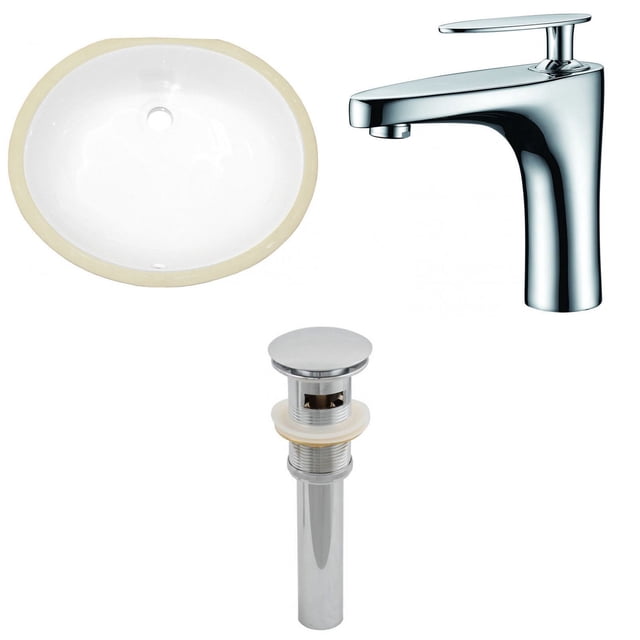 19.5-in. W CUPC Oval Bathroom Undermount Sink Set In White - Chrome Hardware - Overflow Drain Incl. AI-13230
