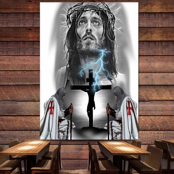 Funny Knights of templar Tapestries Wall Art Posters Canvas Painting Vintage Armor Warrior Crusaders Flag & Banner Wall Chart 38" x 57"