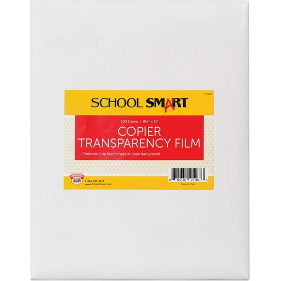 School Smart Film de Transparence Copieur Sans Bande de Détection - 8 1/2 x 11 Pouces - Pack de 100