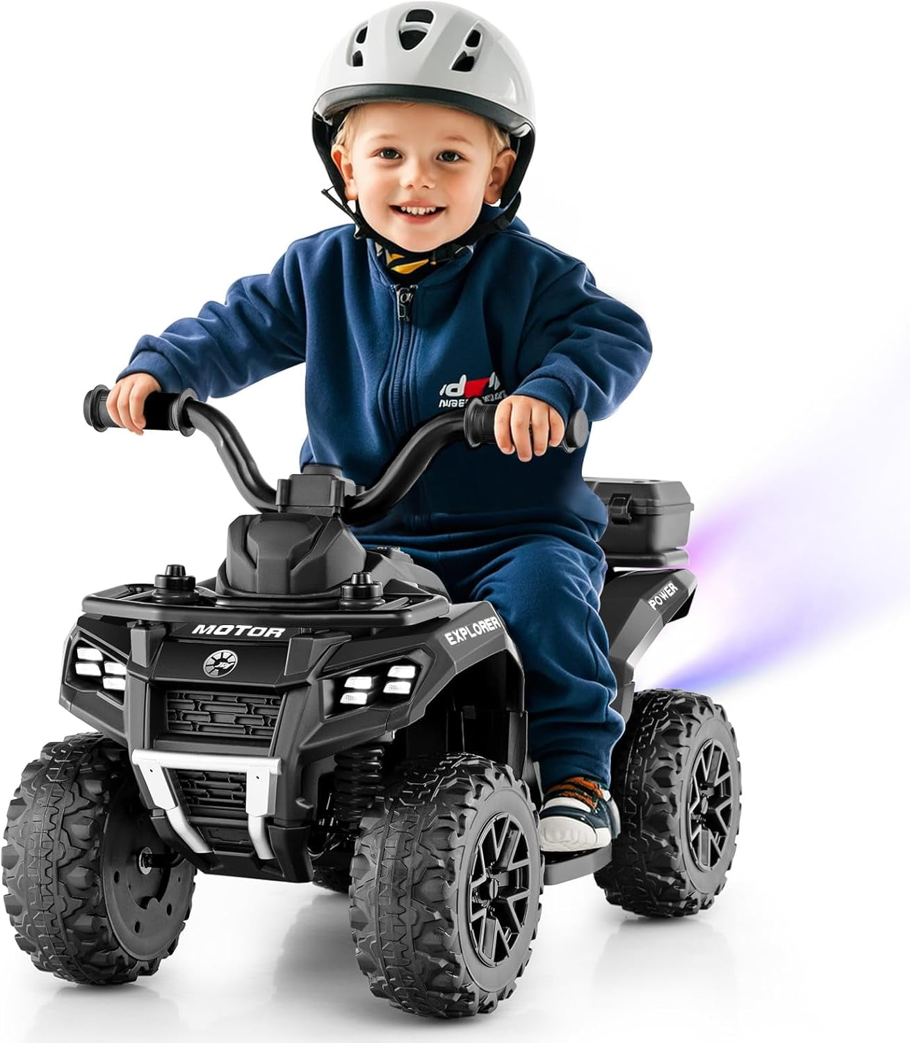 OLAKIDS Kids ATV with Spray Function, Remote Control, Storage Trunk, 6V Electric Toddler Ride on Toy