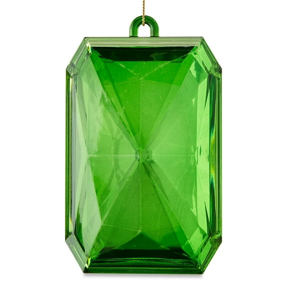 Mardi Gras Square Green Emerald Jewel Ornament, 4.53 in Mardi gras Tree NOLA, New Orleans Ornament Christmas Holiday Bourbon st French Quarter 504 NOLA Garland Wreath decor