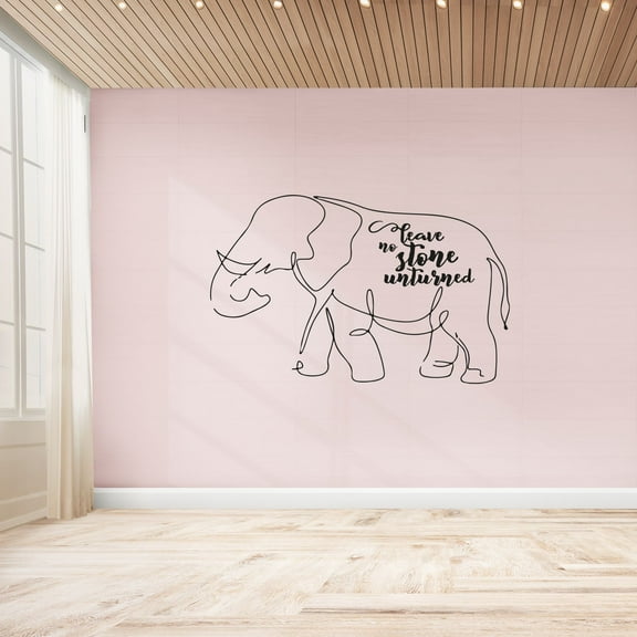 Leave No Stone Unturned Quote Beautiful Elephant Line Patterned Design Vinyl Wall Art Wall Sticker Wall Decal Home Kids Room Study Room Boys Girls Room Wall Dรฉcoration Design Dรฉcor Size (8x10 inch)