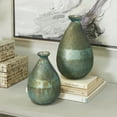 thumbnail image 4 of DecMode 9", 12"H Blown Green Glass Vase, Set of 2, 4 of 13