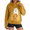 thumbnail image 3 of XPMWRP Cute Cat Sweatshirt for Women Casual Graphic Hoodie Fashion Animal Print Long Sleeve Pullover Oversized Tops Yellow S, 3 of 8