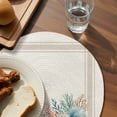 thumbnail image 3 of Summer Coastal Round 13 Inch Placemats Set of 4, Nautical Beach Marine Life Beige Striped HeatResistant Non Slip Place Mats for Dining Table, Wipeable Braided Kitchen Table Mats for Housewarming, 3 of 9