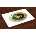 thumbnail image 1 of Zodiac Aries Placemats Set of 4 Astrological Circle with a Modern Look and Abstract Animal Figure, Washable Fabric Place Mats for Dining Room Kitchen Table Decor,Emerald and Sand Brown, by Ambesonne, 1 of 4