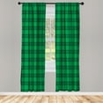 thumbnail image 2 of Ambesonne Retro Curtains, Rustic Plaid Cottagecore Art, Pair of 28"x63", Forest Green Dark Grey, 2 of 4