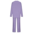 thumbnail image 6 of Women's 2 Piece Outfits Fuzzy Fleece Pajama Set Long Sleeve Top Wide Leg Pants Loungewear, 6 of 6