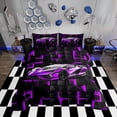 thumbnail image 1 of Erosebridal Purple Racing Car Bedding Full Comforter Set, Neon Geometric Down Comforter, Speed Sports Decor, Reversible 3pcs, 1 of 7