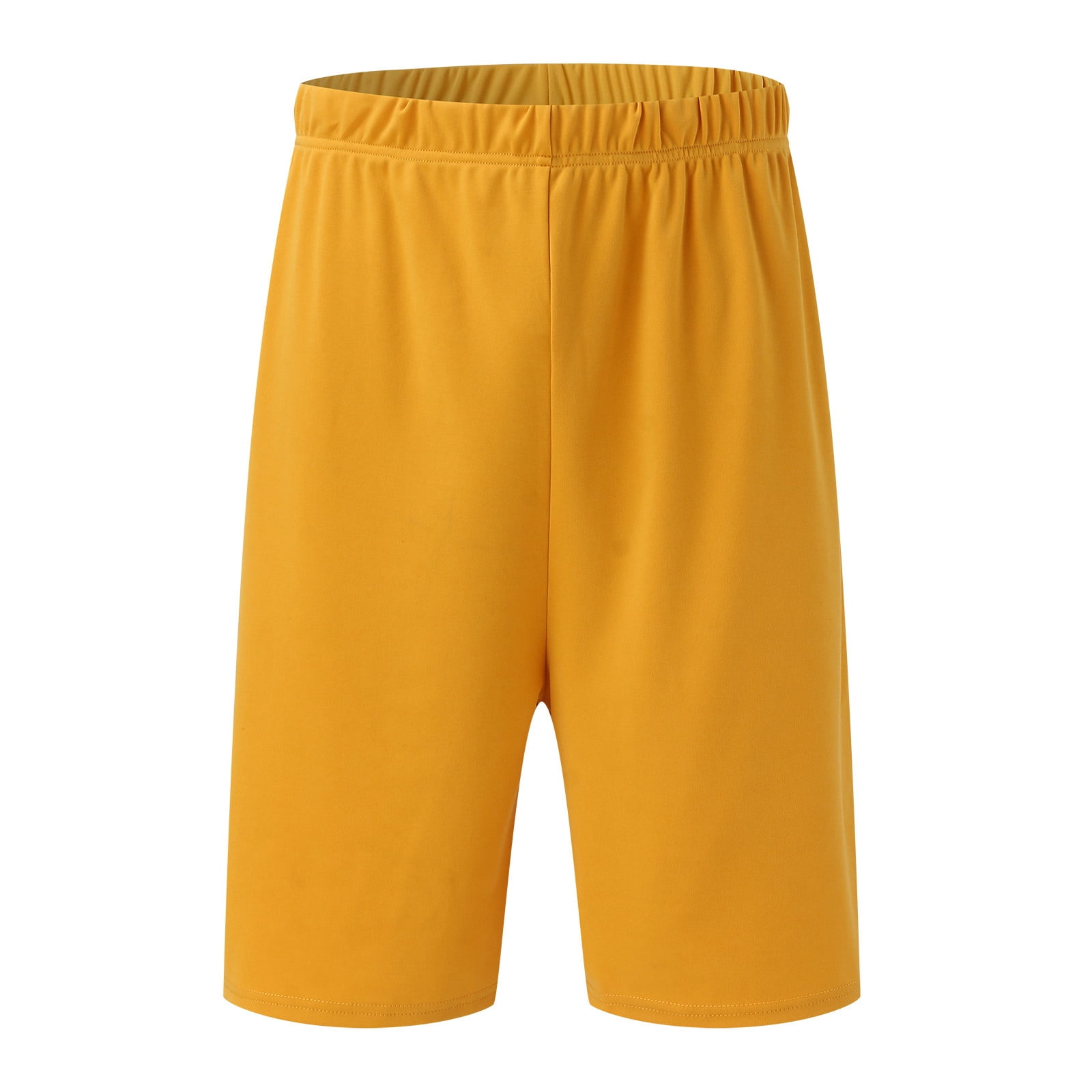 HOOMEUMY Men's Summer 2 Piece Outfit Solid Color Short Sleeve T-Shirt Shorts Set Sportswear Tracksuit Gym Jogging Suit Set Yellow L