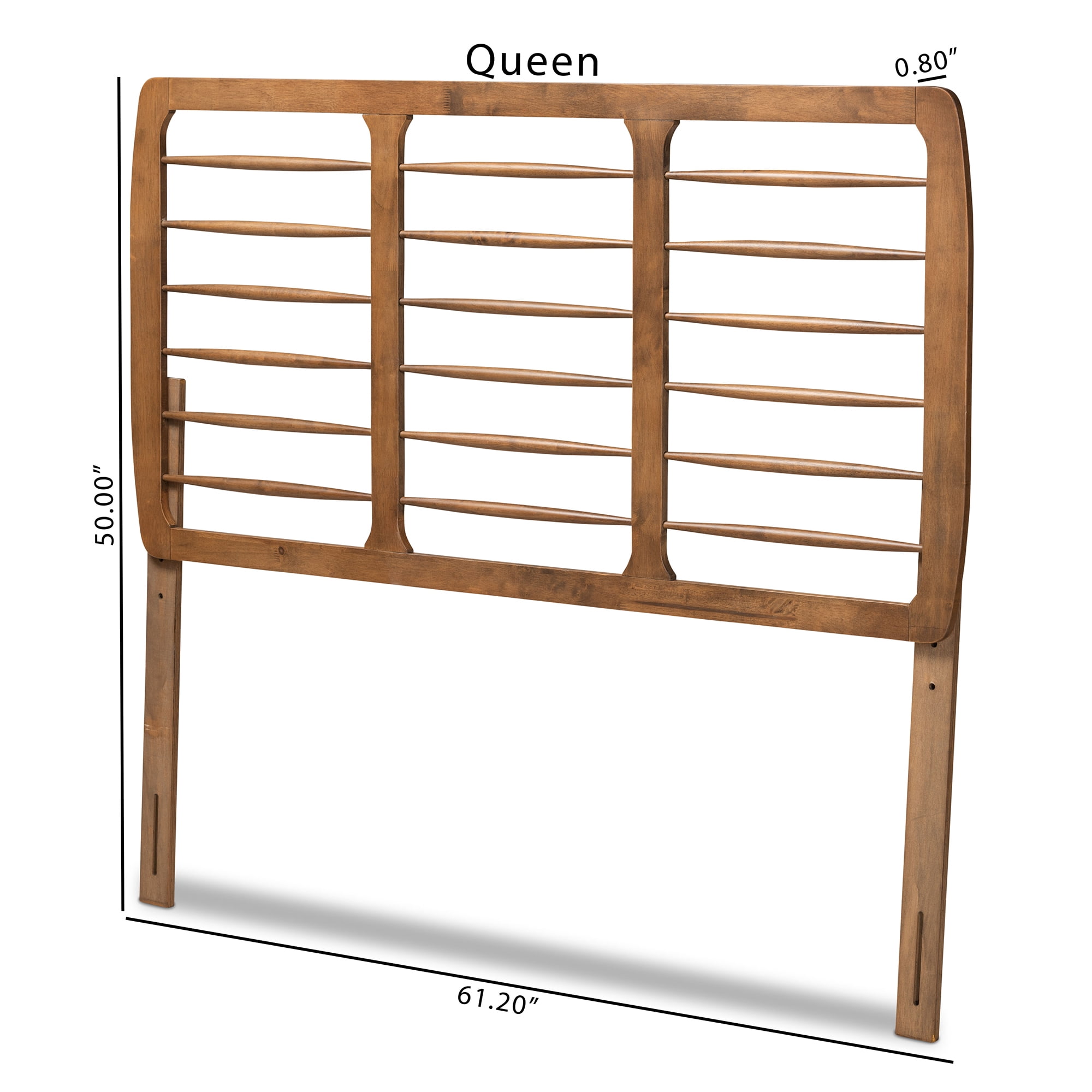 Baxton Studio Carolyn Mid-Century Back Support Rubberwood Headboard, Full, Ash Walnut