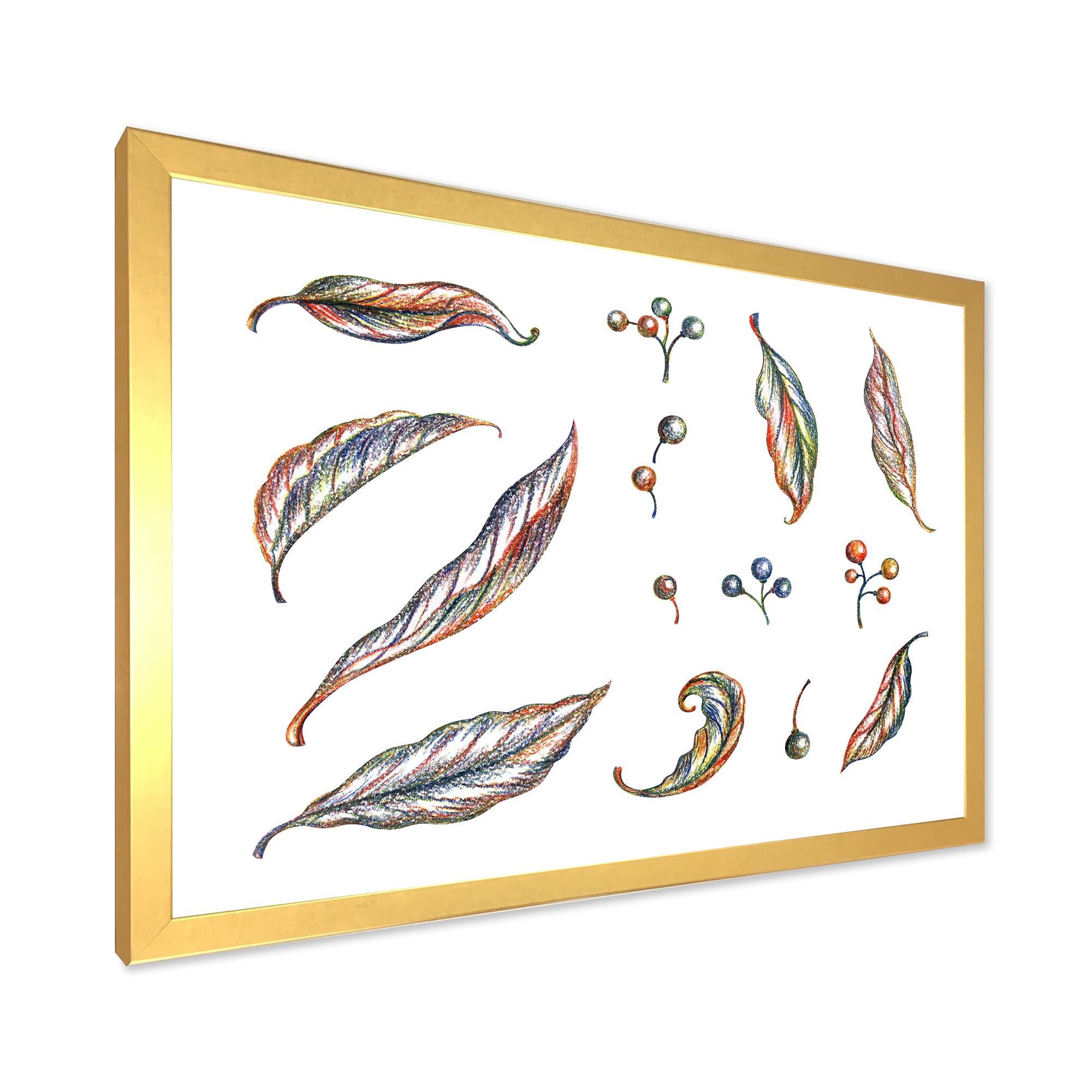 Designart 'Leaves and Berries Of Wild Grapes' Bohemian & Eclectic Framed Art Print