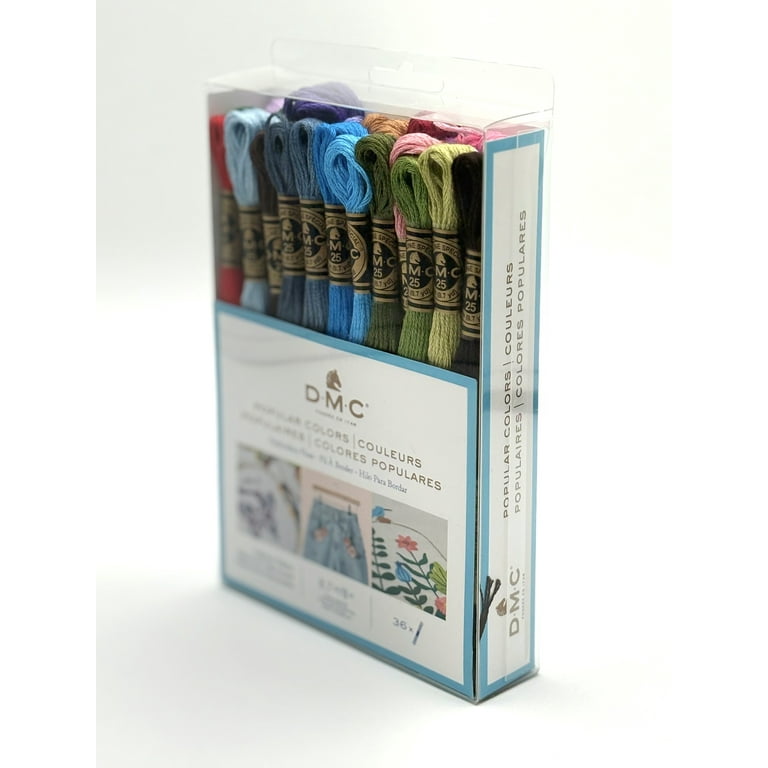 DMC Premium Cotton Embroidery Floss Pack, 36 Popular Colors, 8.7yd