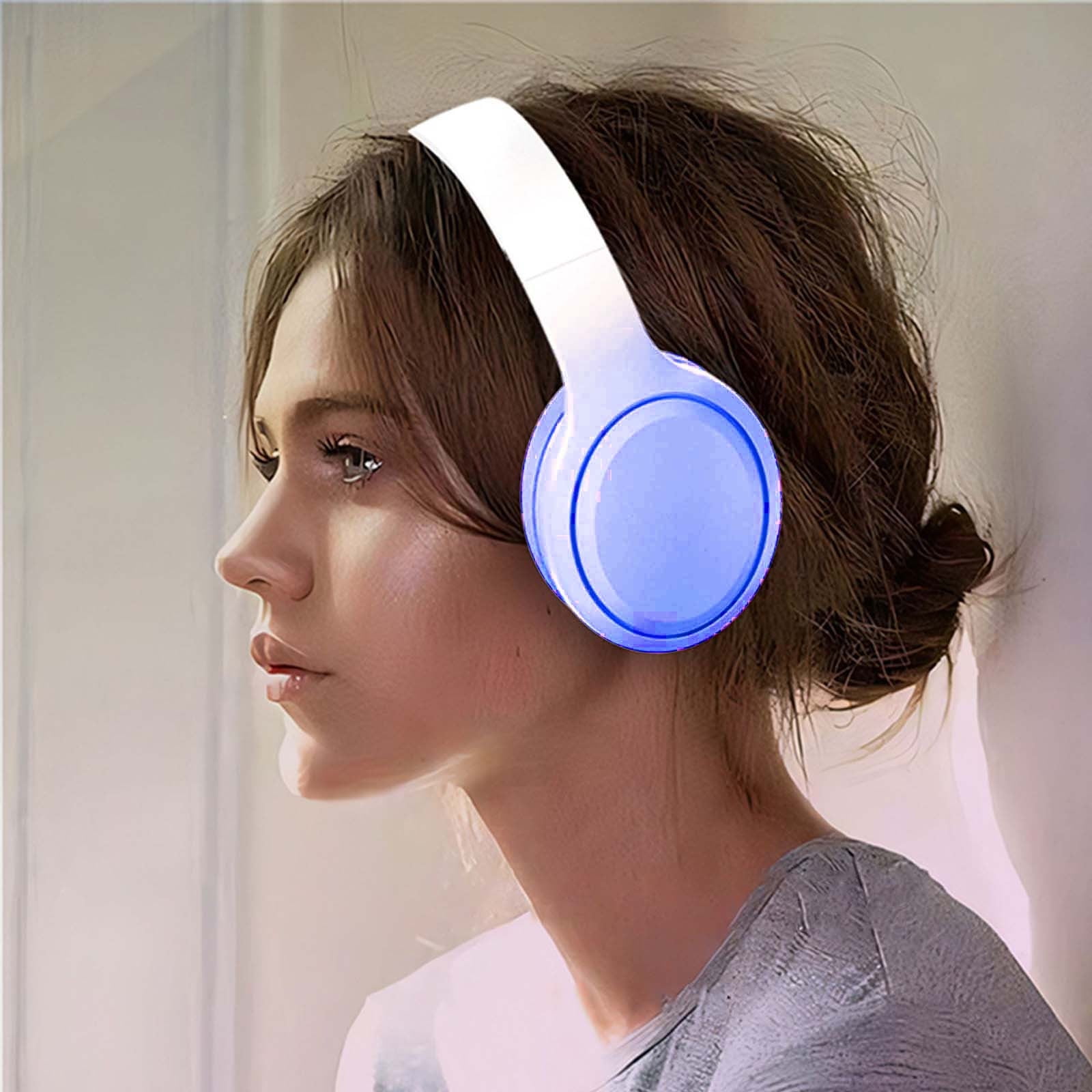 Bluetooth Headphones Over Ear, 80H Playtime Headphones Wireless with Mic, Bluetooth Headphones with 3 EQ Modes, HiFi Stereo Foldable Wireless Headphones for Phone PC Travel Workout,Blue