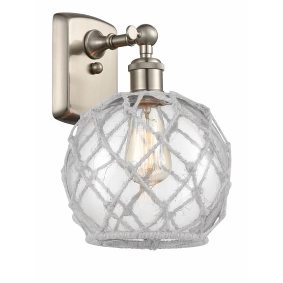 516-1W-SN-G122-8RW-LED-Innovations Lighting-Farmhouse Rope-3.5W 1 LED Wall Sconce in Industrial Style-8 Inches Wide by 13 Inches High   Brushed Satin