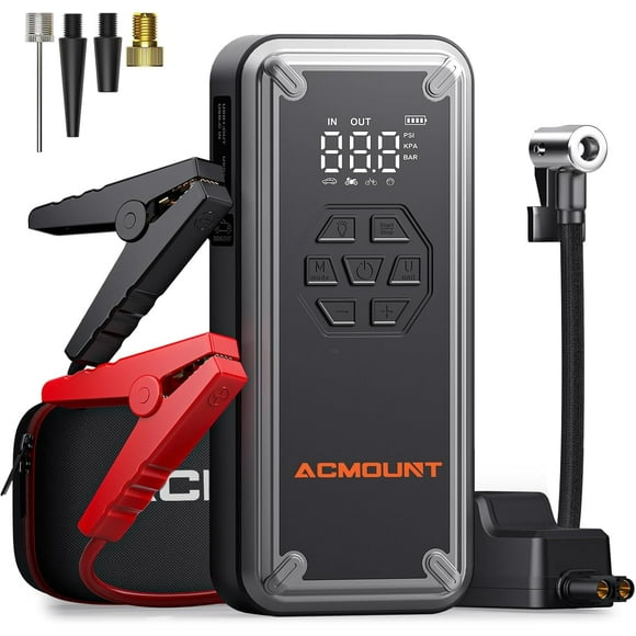 Acmount Jump Starter Air Compressor, 3000A Car Jump Starter with 150PSI Tire Inflator, 12V Battery Jumper for 9.0 Gas and 8.0L Diesel Engines