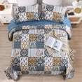 thumbnail image 3 of Juego de edredón WONGS BEDDING, estilo bohemio, tamaño king, azul, patchwork a cuadros, 3 of 7