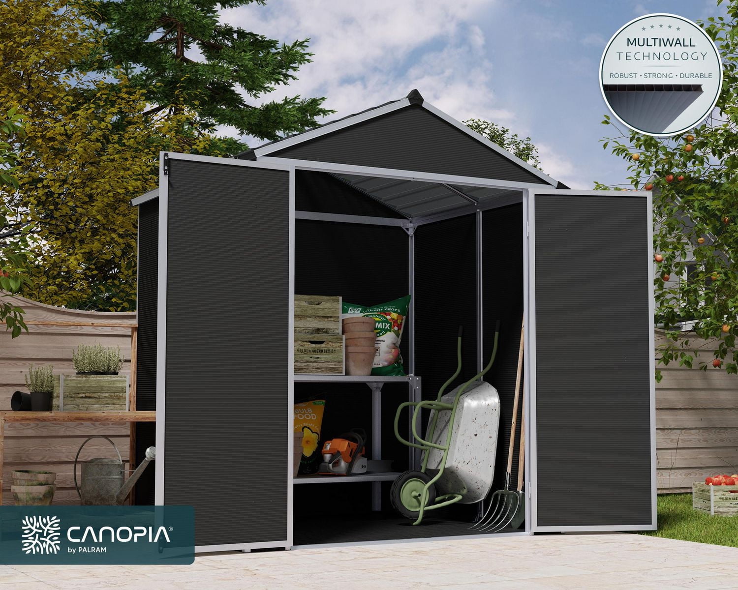 Rubicon 6 ft. x 5 ft. Dark Gray Garden Storage Shed