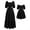 Black, variant on FYMNSI Mommy and Me Square Neck Dresses Solid Color Ruffled Maxi Dress with Pockets Cutout Waist Tiered Matching Outfits Blue (Girl 2T)